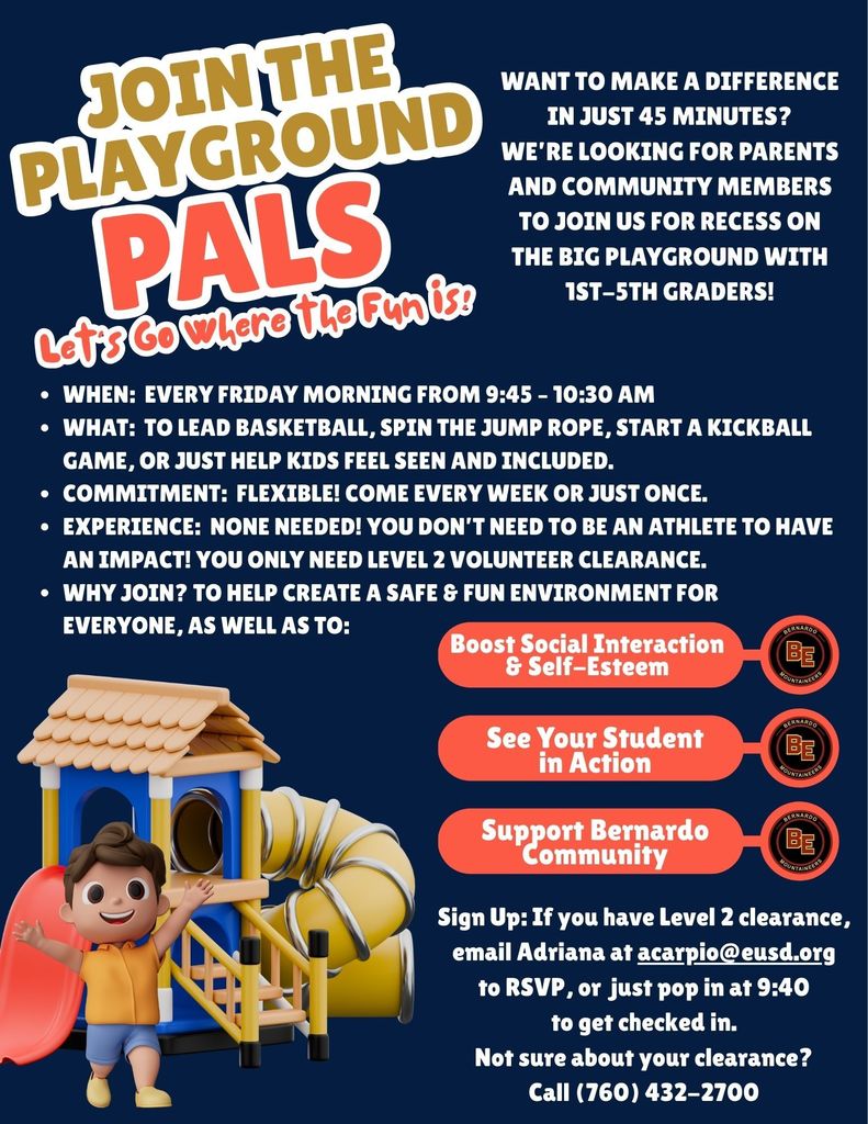Flyer to sign up for Playground Pals for recess