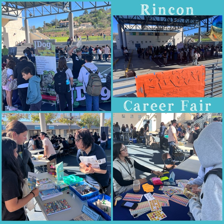 career day photo collage with students engaged with job professionals. 