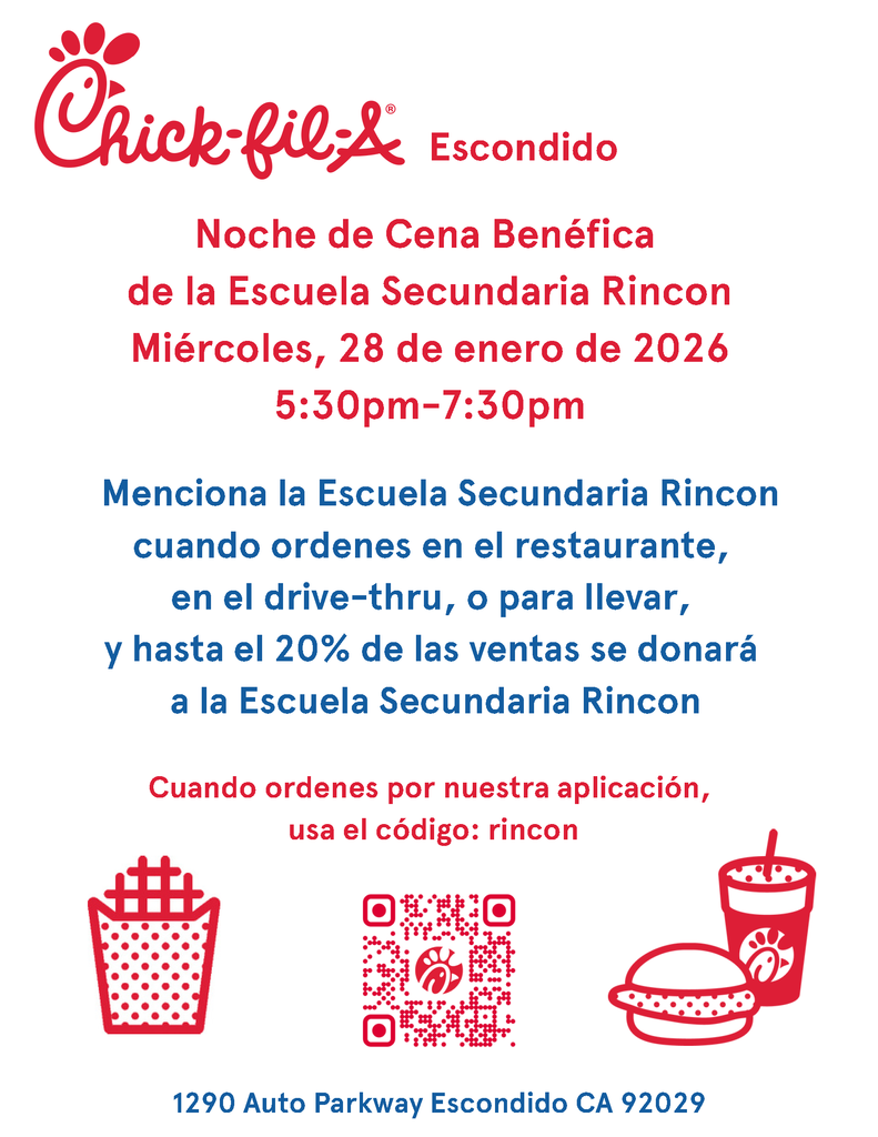 PTSA Fundraiser, Chick-fil-A Flyer - Spanish - Noche de Cena 