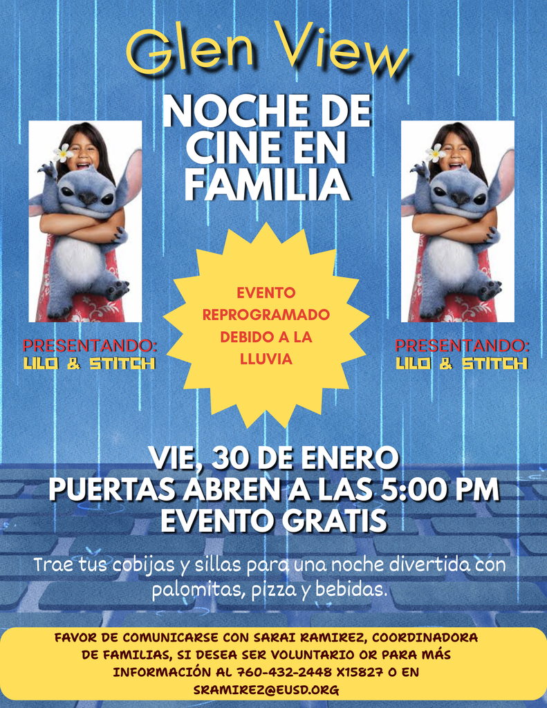 PTA Movie Night Rain Flyer Spanish 