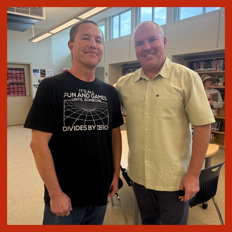 Mission's 2025-2026 Teacher of the Year, Aaron White, with Principal Jason Hoff