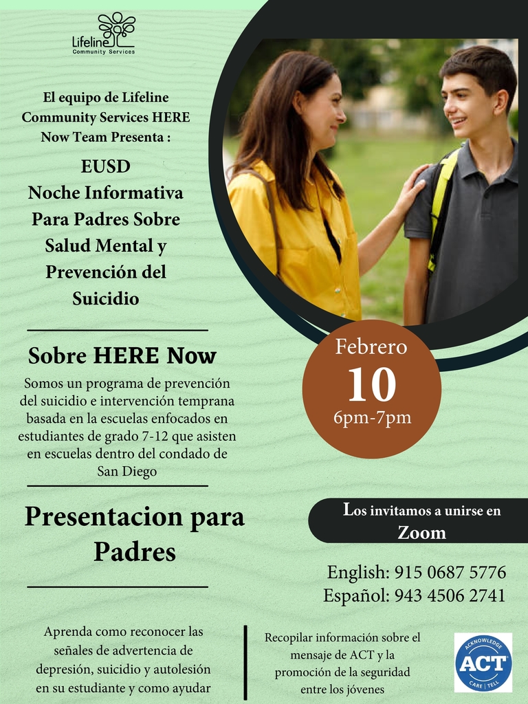 Lifeline Mental Health Presentation Flyer Spanish 