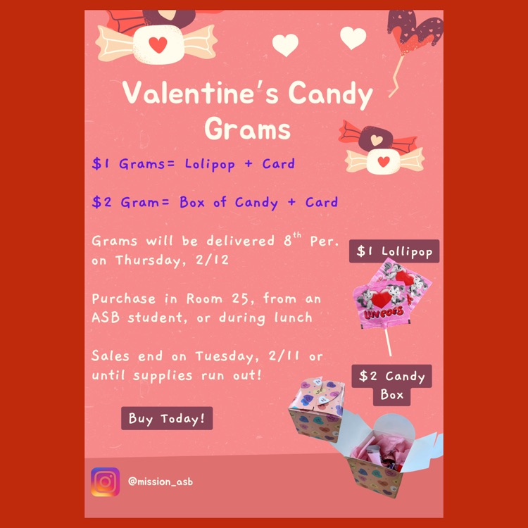 A flyer for ASB Valentine's Candy Gram sales