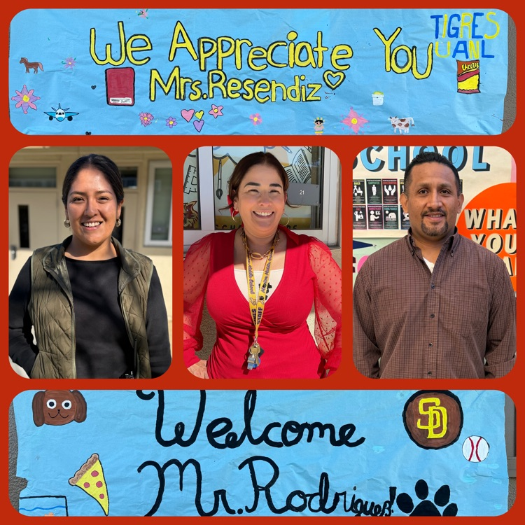 A collage featuring two banners of appreciation and three close-ups of our wonderful school counselors, Mrs. Resendiz, Mrs. Chavez, and Mr. Rodriguez