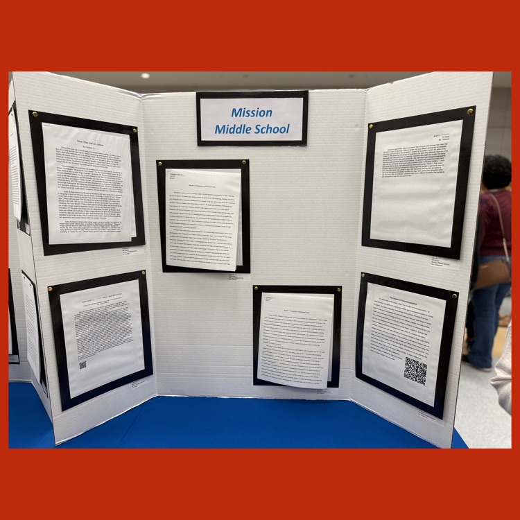 Mission Middle School's display board for this year's EUSD Writing Celebration