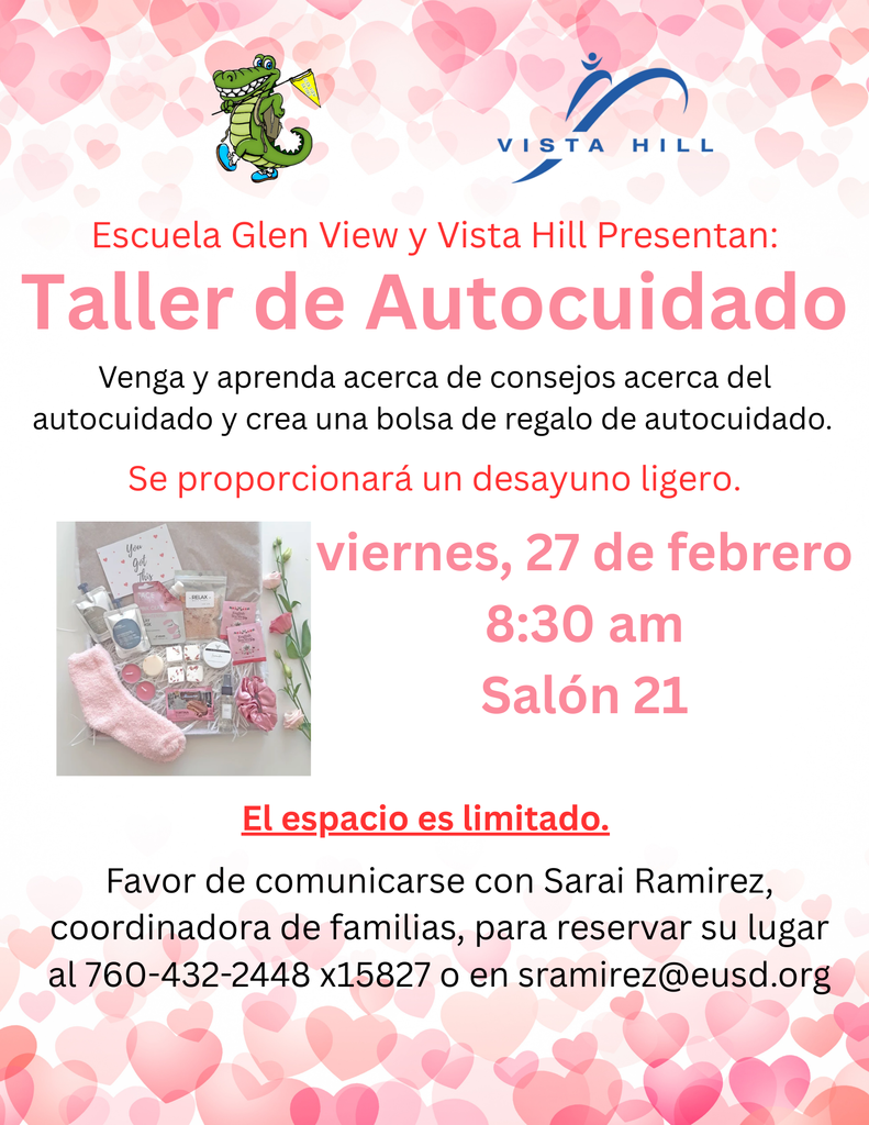 Self Care Workshop with Vista Hill on February 27th at 8:30 am Flyer Spanish 