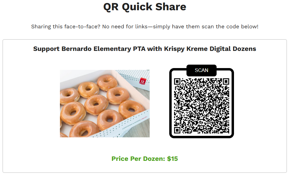 QR Code to order a box of donuts and support Bernardo's Fundraiser