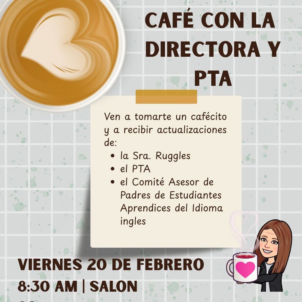 Coffee with the Principal flyer in spanish