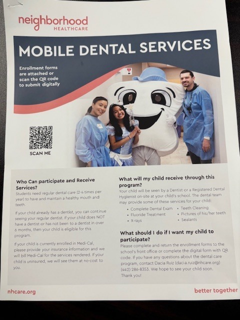 Neighborhood Healthcare Mobile Dental Services Flyer English 