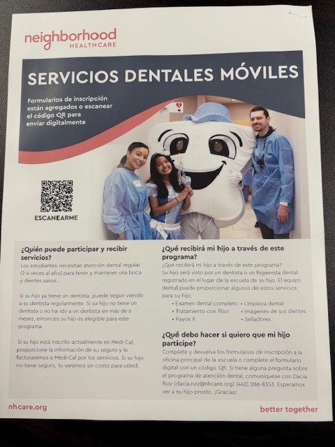 Neighborhood Healthcare Mobile Dental Services Flyer Spanish 