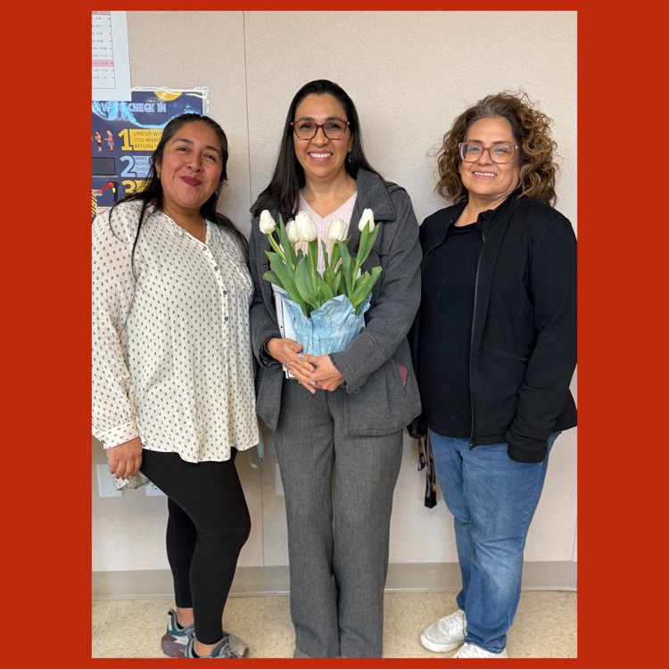 Elizabeth flanked by our librarian, Noemi Navarrete, to her right and our office manager, Mireya Barajas, to her left