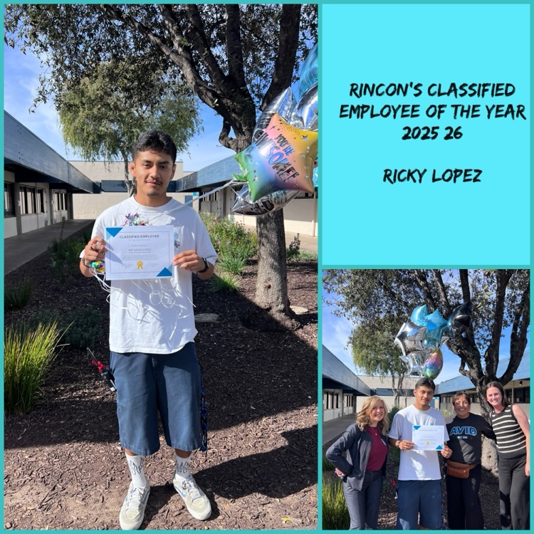 classified employee of the year, Ricky Lopez with admin team.