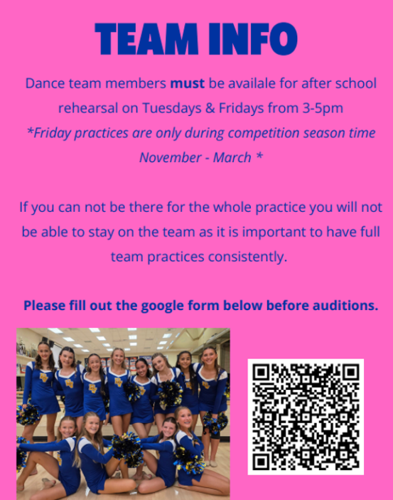BVMS Dance Team Auditions Team Info & QR Code