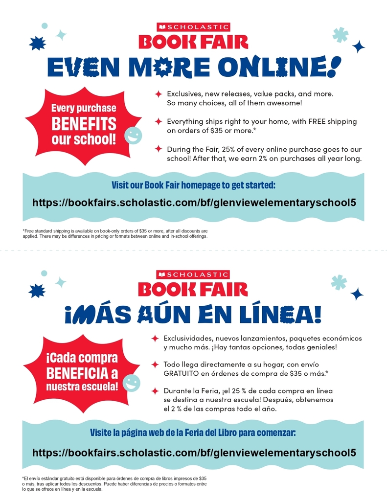 Scholastic Book Fair Online Store Flyer English and Spanish 