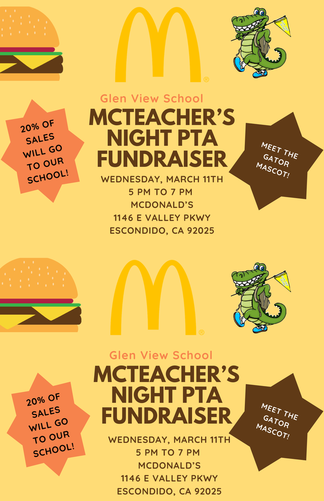 PTA McDonald's Fundraiser Flyer Mar 2026 English 