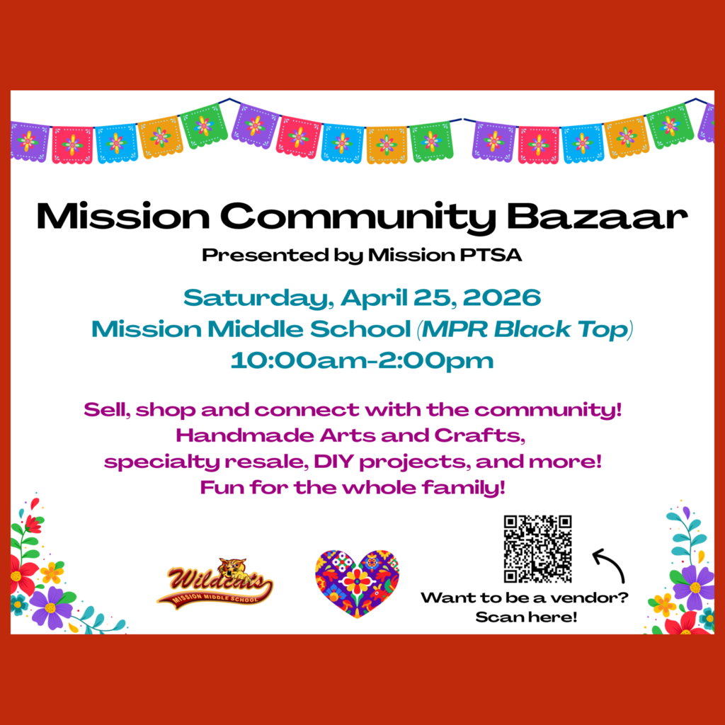 An English language flyer for the Mission Community Bazaar