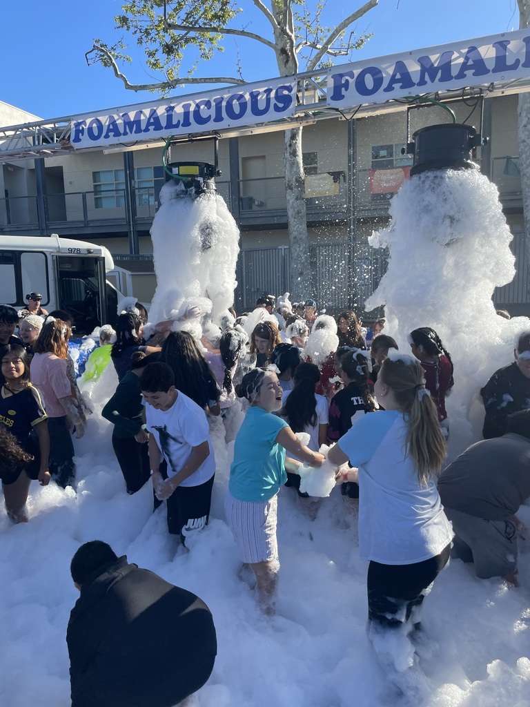 Students in foam pit