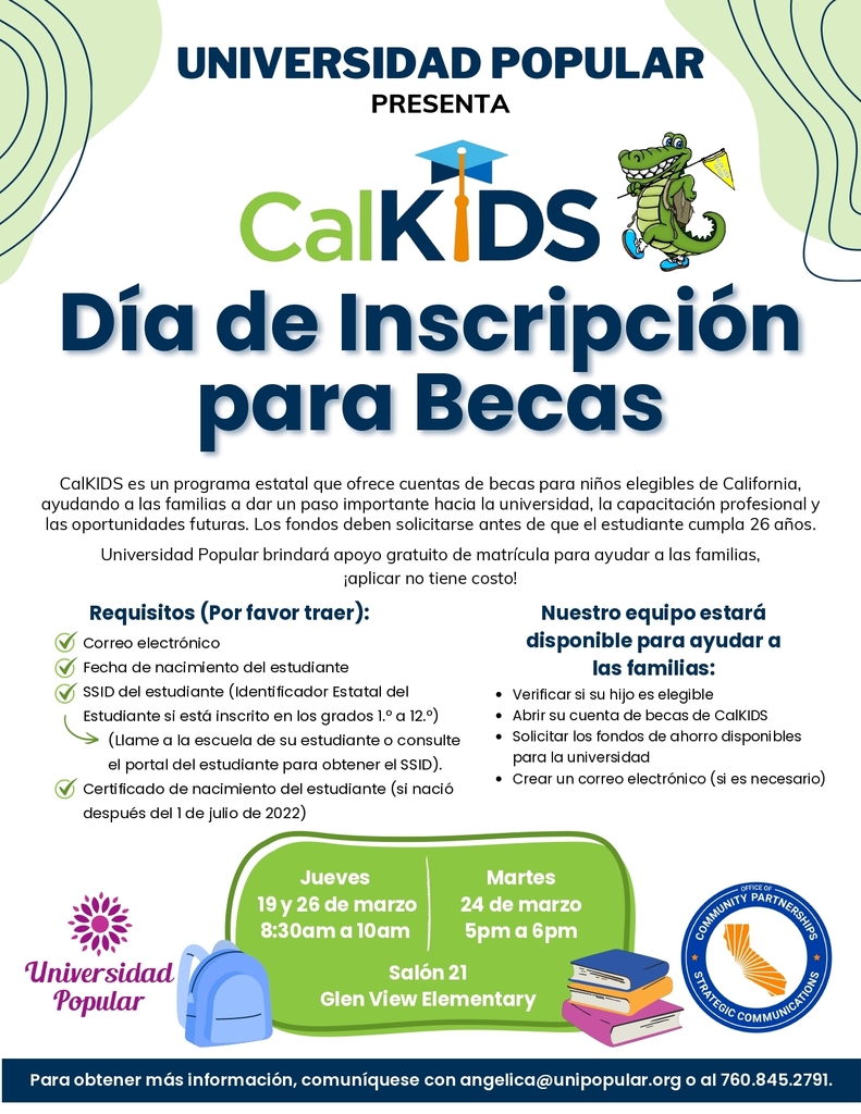 CalKIDS Scholarship Enrollment Day Flyer Spanish