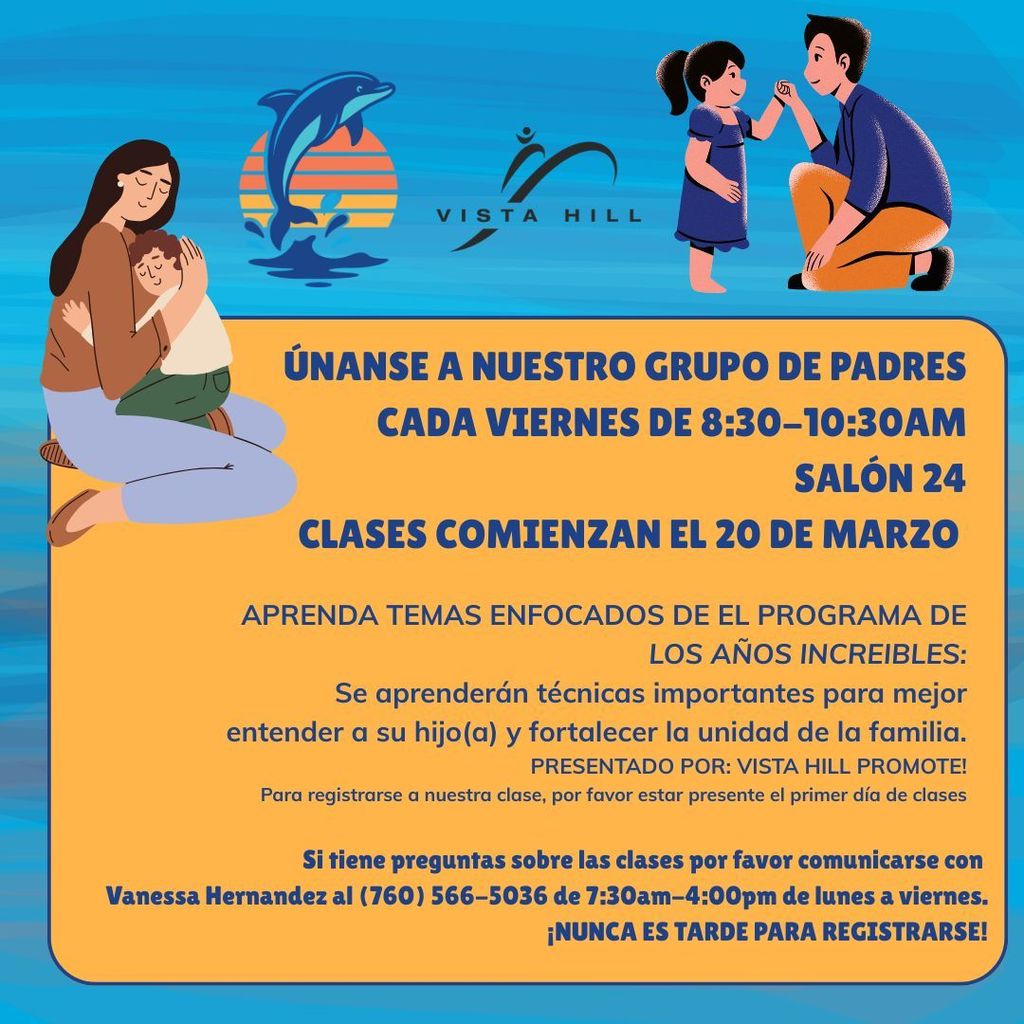 Vista Hill Parent Classes Flyer in Spanish