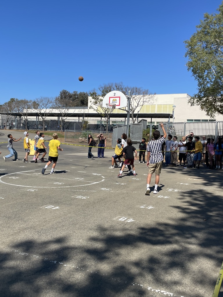 Students playing basketball