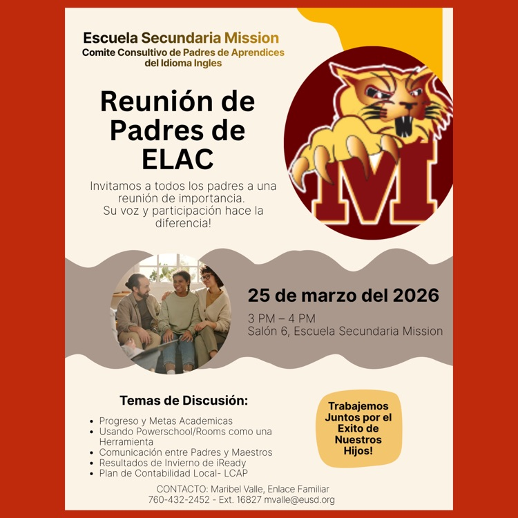 A Spanish language flyer for this year’s third meeting of the English Learner Advisory Committee (ELAC)