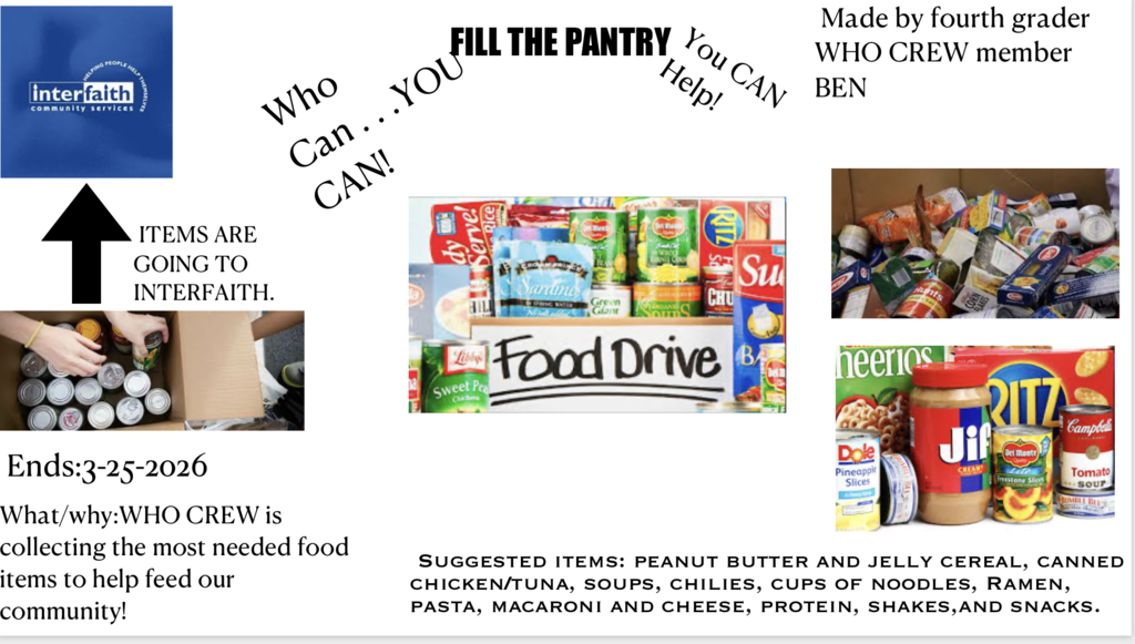 W.H.O.  Fill The Pantry Drive Post
