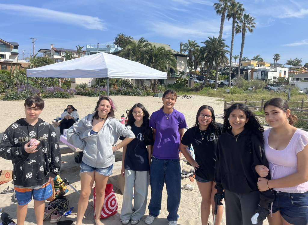 Students on the beach