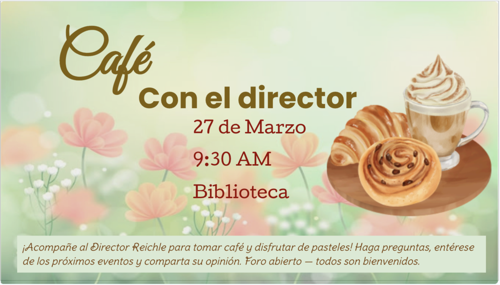 Orange and pink flowers with baby's breath flowers interspersed. A brown platter that has a cinnamon roll and a croissant next to  a  translucent cup of coffee topped whipped cream and sprinklers of cinnamon sugar. 