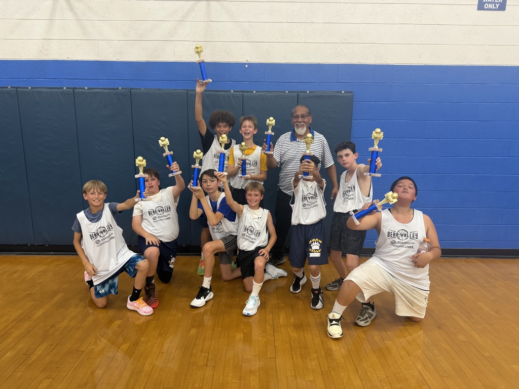 Basketball team with trophies