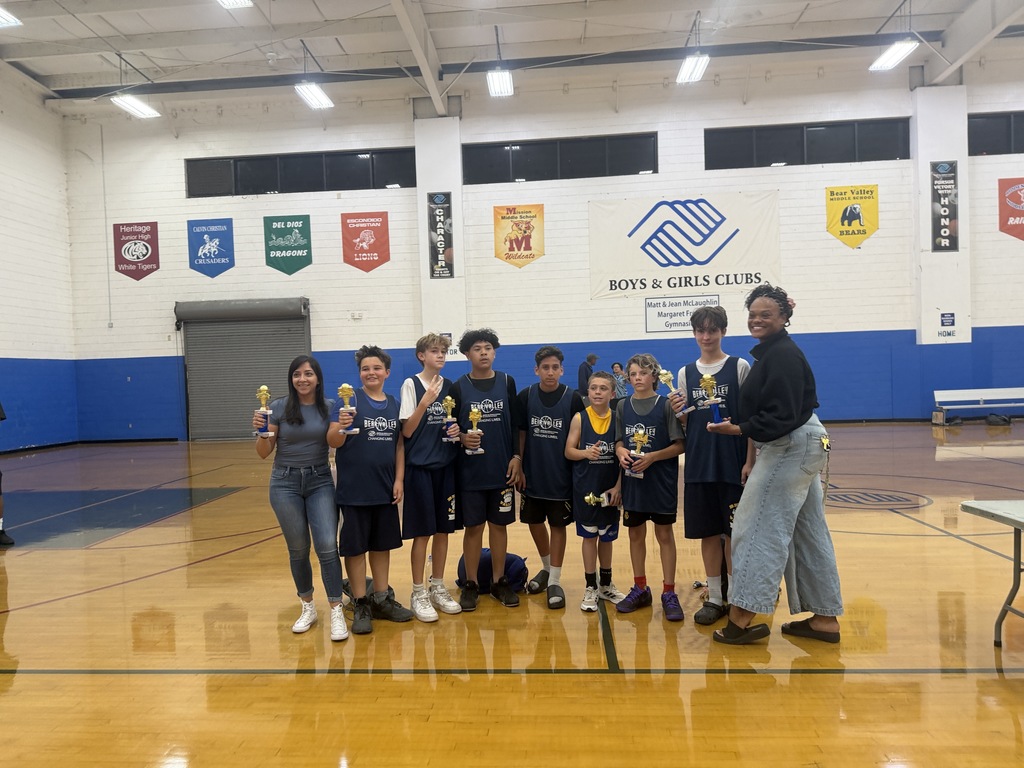 Basketball team with trophies