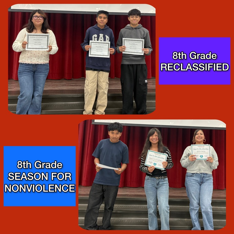 A collage of the 8th Grade Reclassified students and the Season of Nonviolence honorees