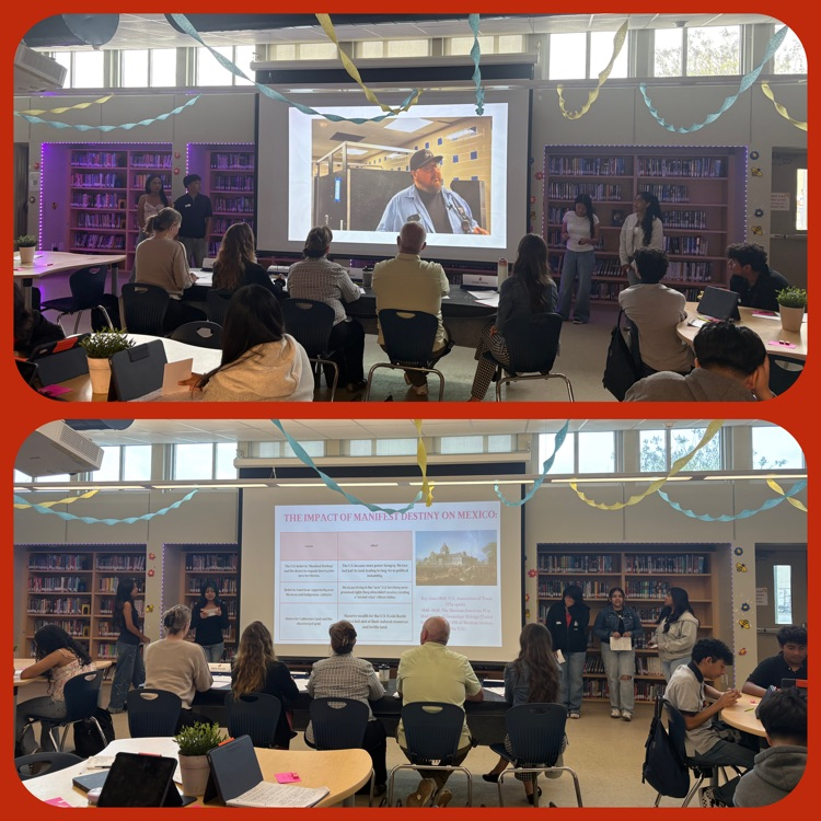 A collage of two different groups making their DLP presentations to the presentation panel