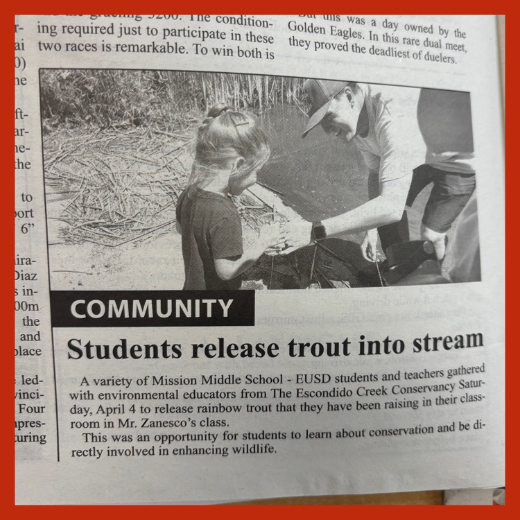 A short article from the local newspaper featuring Mr. Zanesco and his trout release at Lake Wohlford