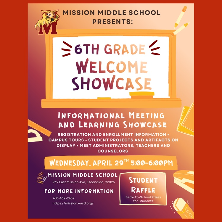 An English language flyer for the "6th Grade Welcome Showcase"
