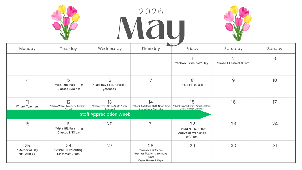May 2026 Parent Calendar English 