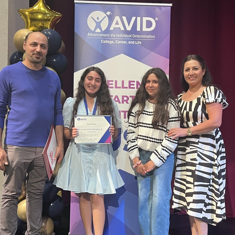 student with her family