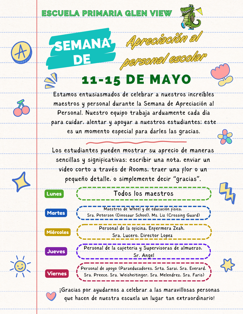 Staff Appreciation Week Flyer Spanish 