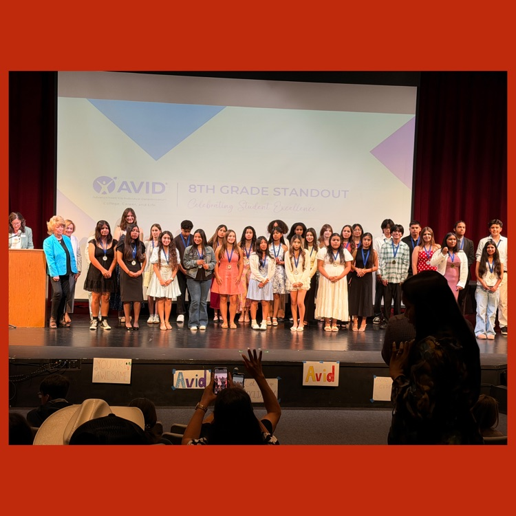 Natalie on stage with all of the other AVID 8th Grade Standouts from across San Diego County