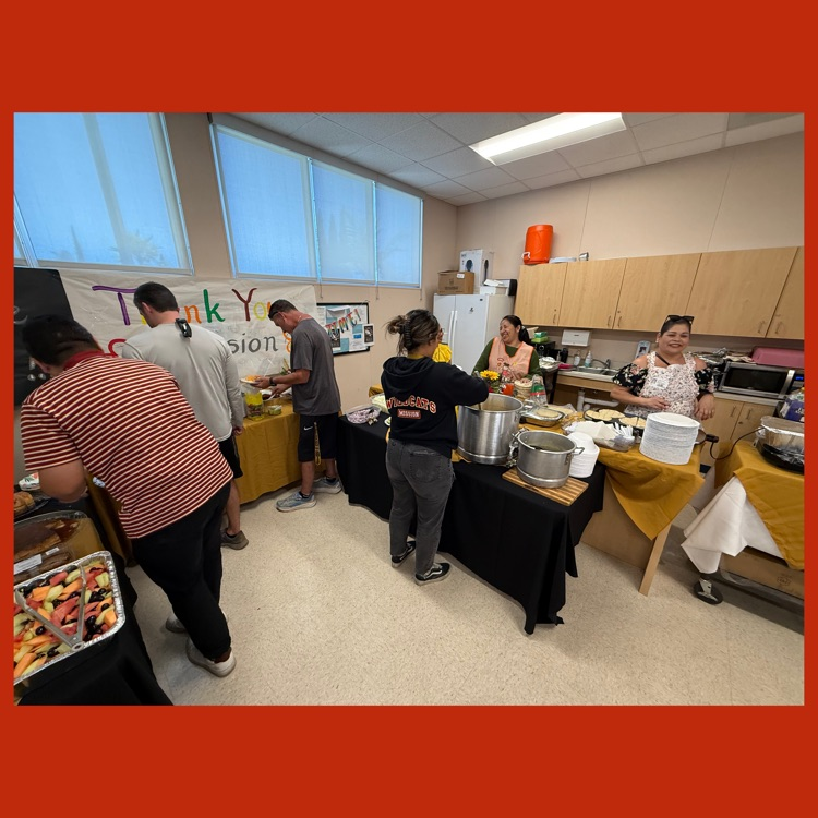 Even more hungry teachers and staff jockeying for position in the line for lunch