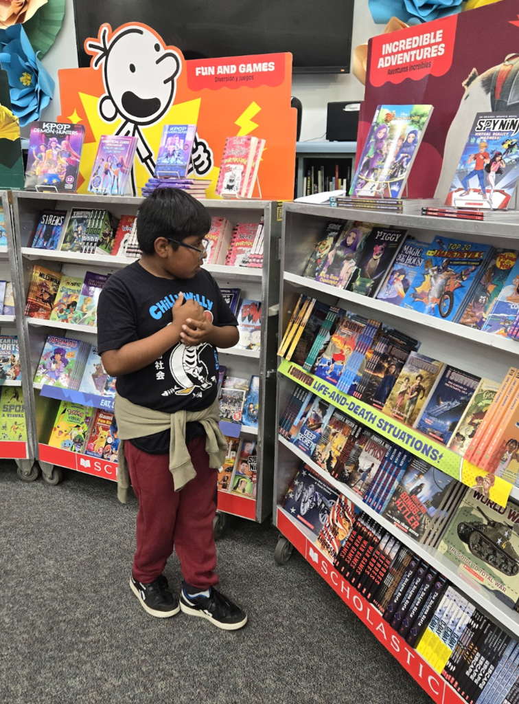 Student discovering new books