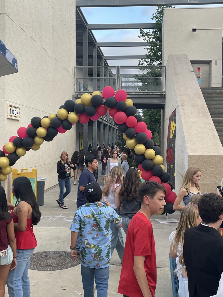Students at the balloon arch for dance