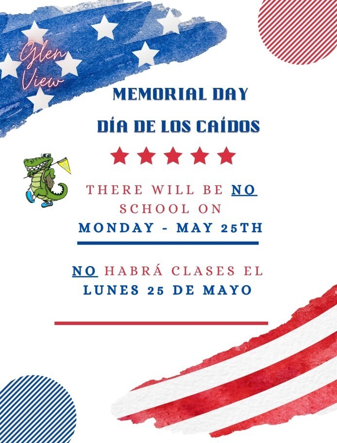 flyer about memorial day with us flag in the background