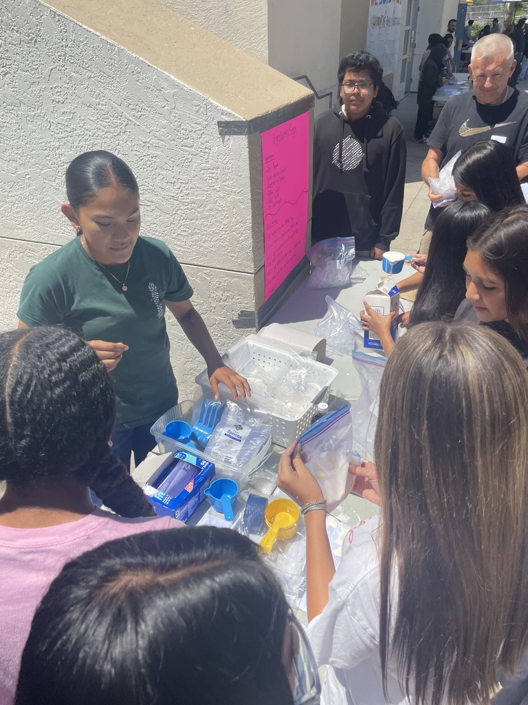Students leading students in an ice cream expierment