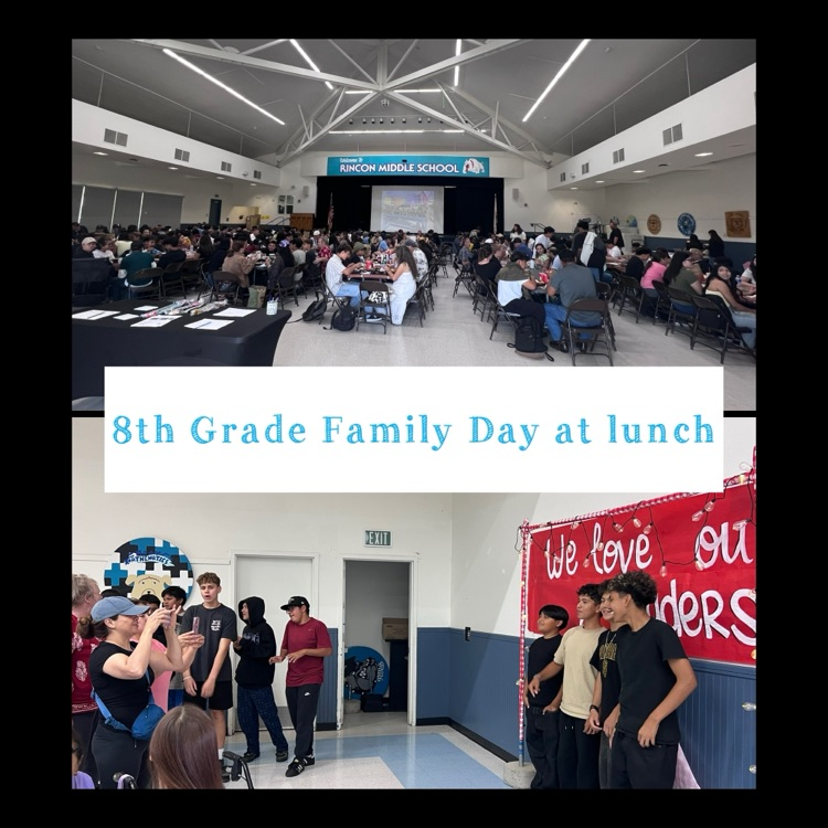 family day at lunch photo collage of our MPR with students and families. 