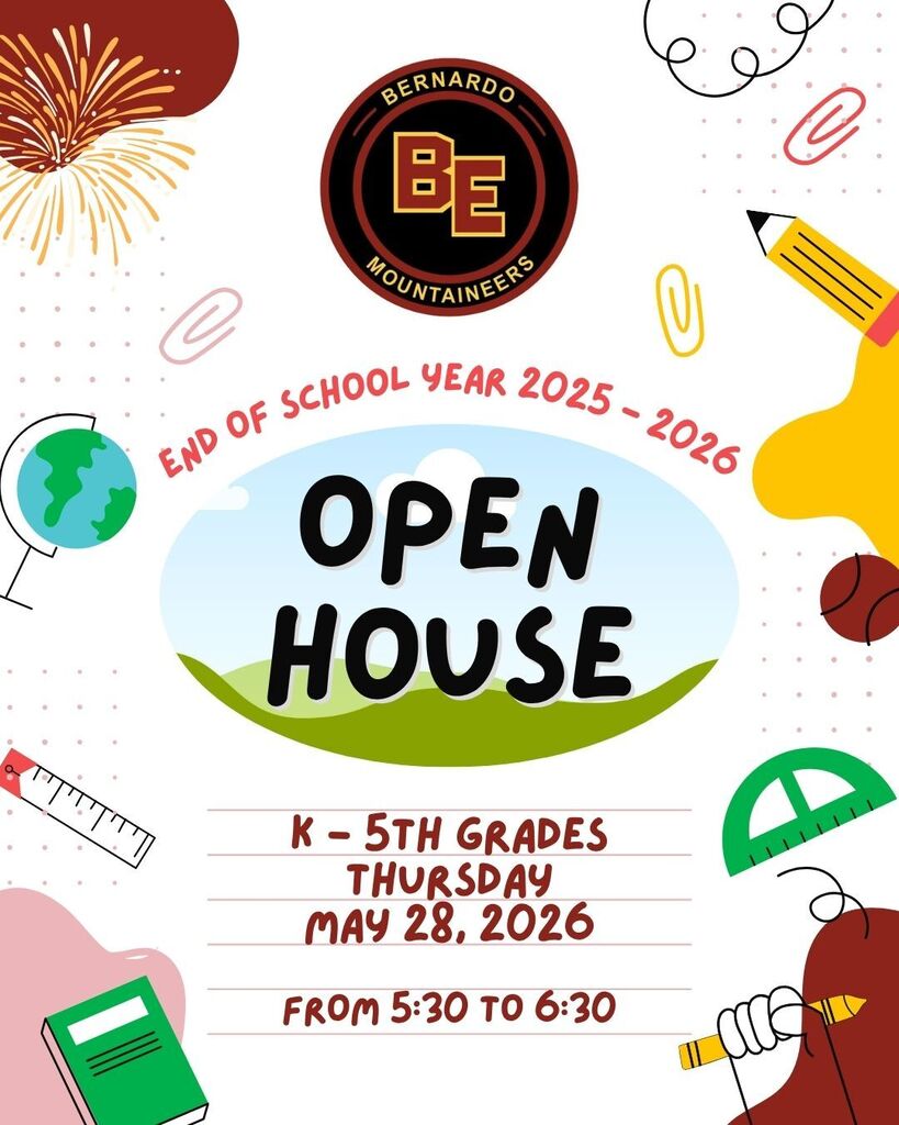 End of School Year Open House May 28 at 5:30pm