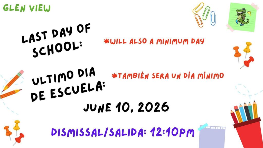 last day of school flyer, with school supplies all around flyer