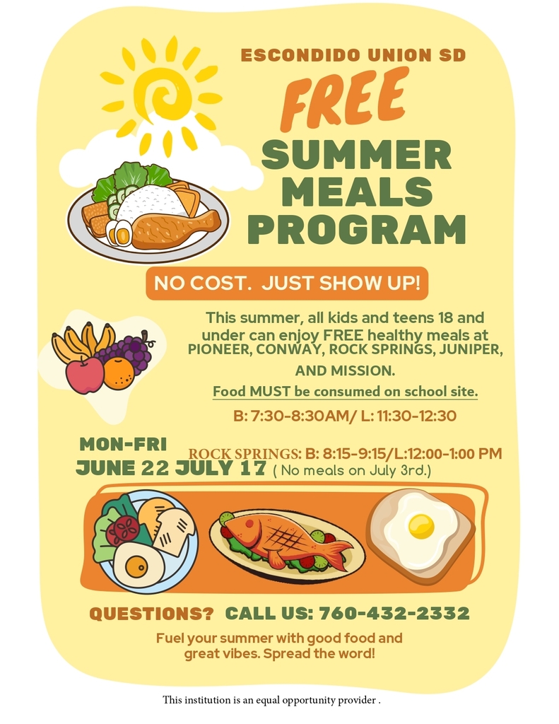 Free Summer Meals Program Flyer English