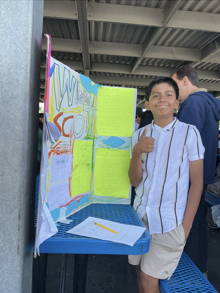 Student presenting at the Americans on Display event. 