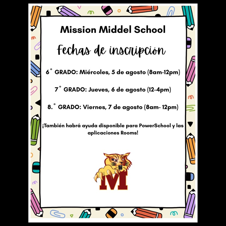A Spanish language flyer with registration dates for the 2026-2027 school year