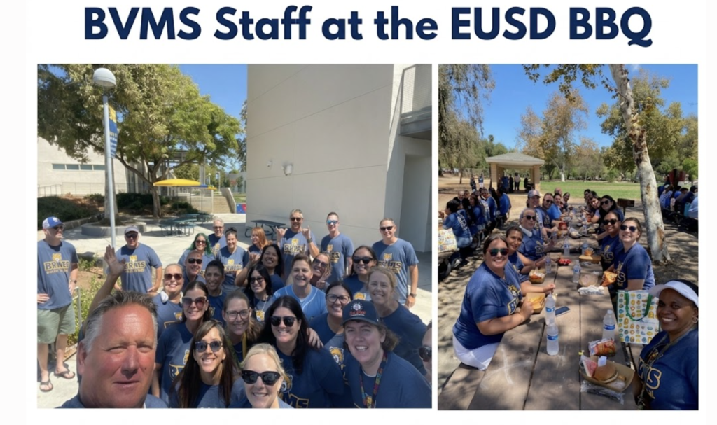 Pictures of staff members at the district BBQ